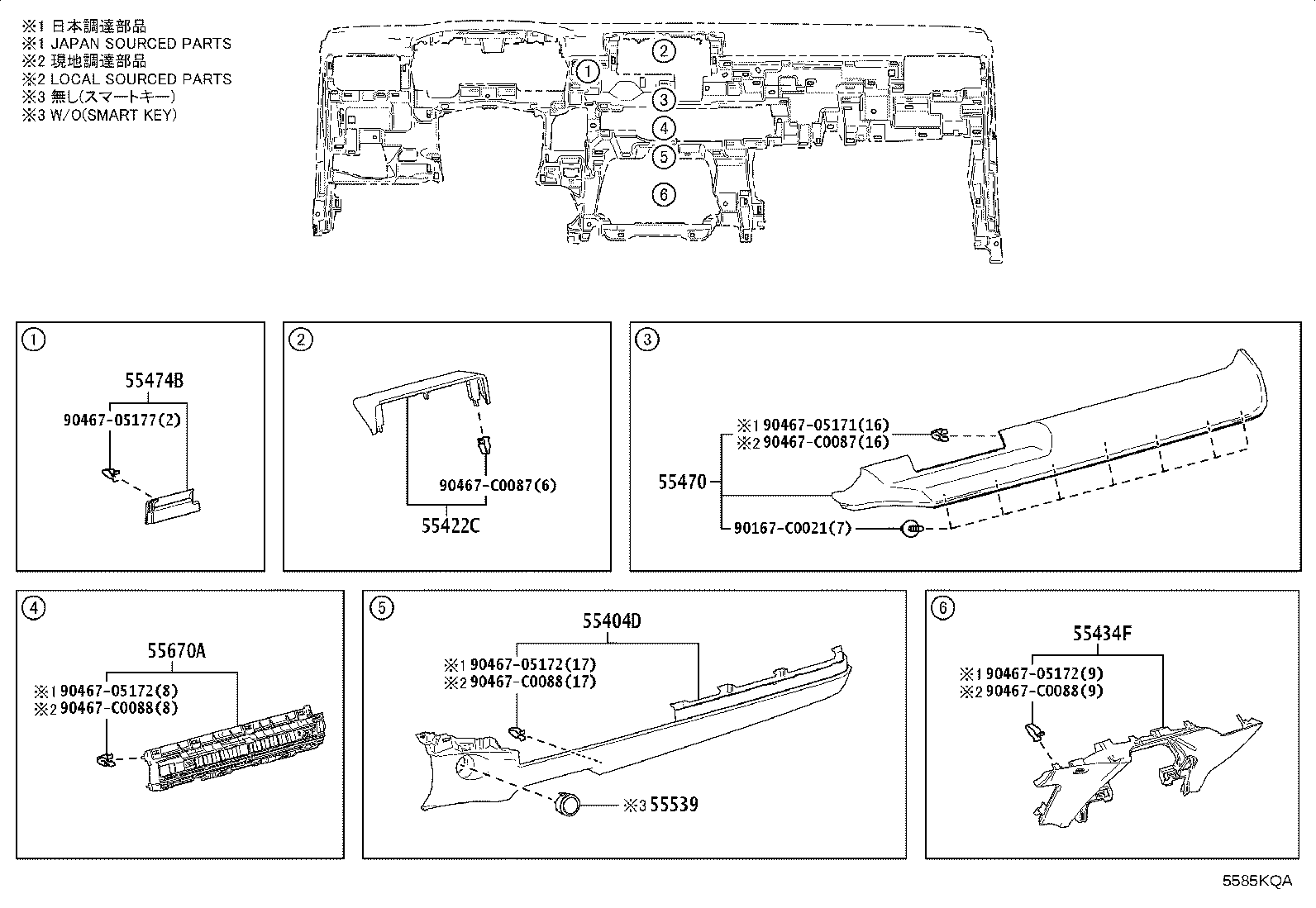 55650-0A040 REGISTER ASSY, INSTRUMENT PANEL, NO.1 product image