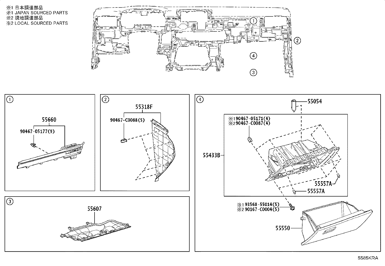 55650-0A040 REGISTER ASSY, INSTRUMENT PANEL, NO.1 product image