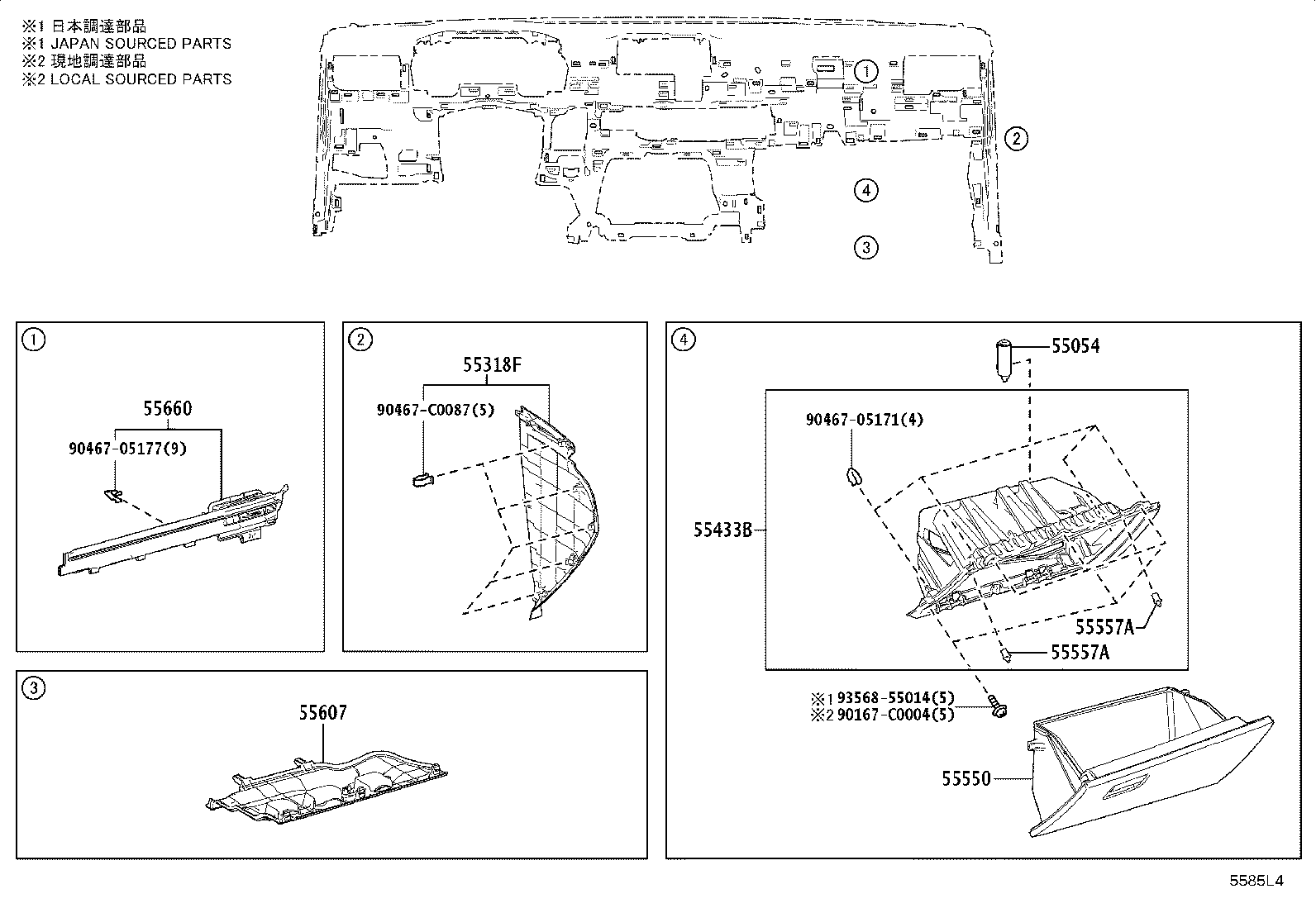 55307-0A040 BRACE SUB-ASSY, INSTRUMENT PANEL, NO.2 product image