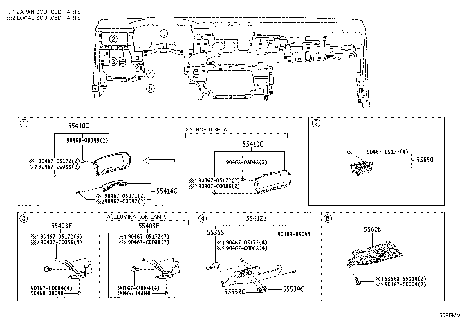 55355-02640 CUSHION, INSTRUMENT PANEL, NO.1 product image