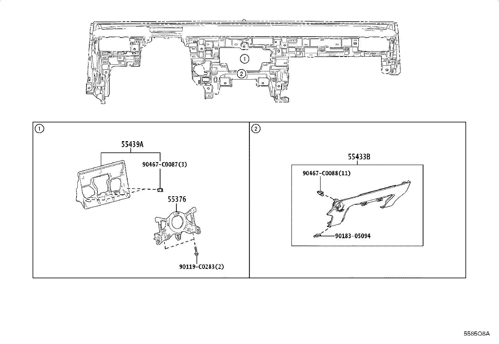 55307-03040 BRACE SUB-ASSY, INSTRUMENT PANEL, NO.2 product image