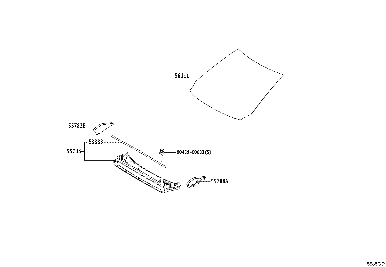 55708-YL030 LOUVER SUB-ASSY, COWL TOP VENTILATOR product image