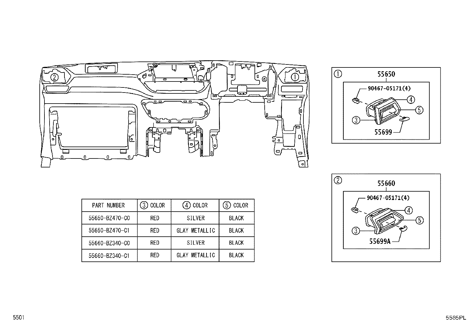 55453-BZ130 PAD, INSTRUMENT PANEL SAFETY, NO.1 product image
