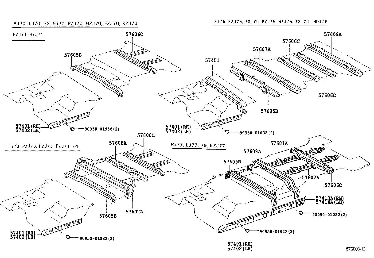 Toyota 57401-60040 MEMBER SUB-ASSY, MAIN FLOOR SIDE, RH