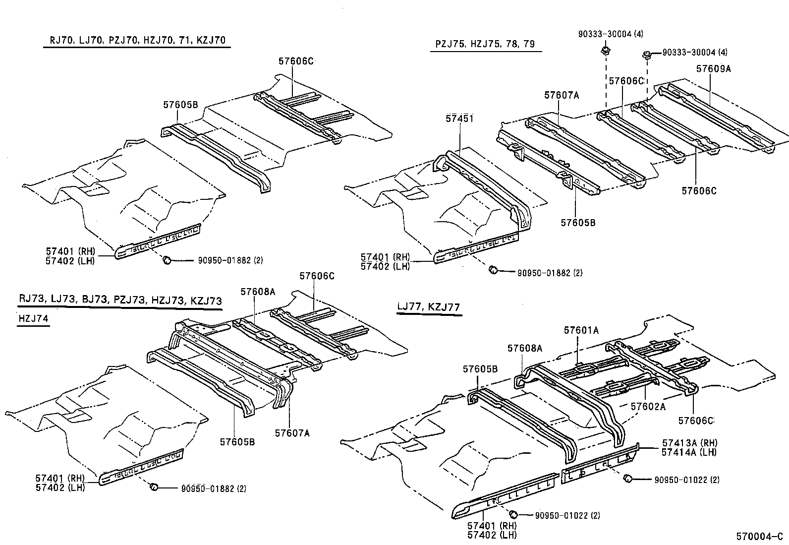57608-60030 MEMBER SUB-ASSY, REAR FLOOR CROSS, NO.4 product image