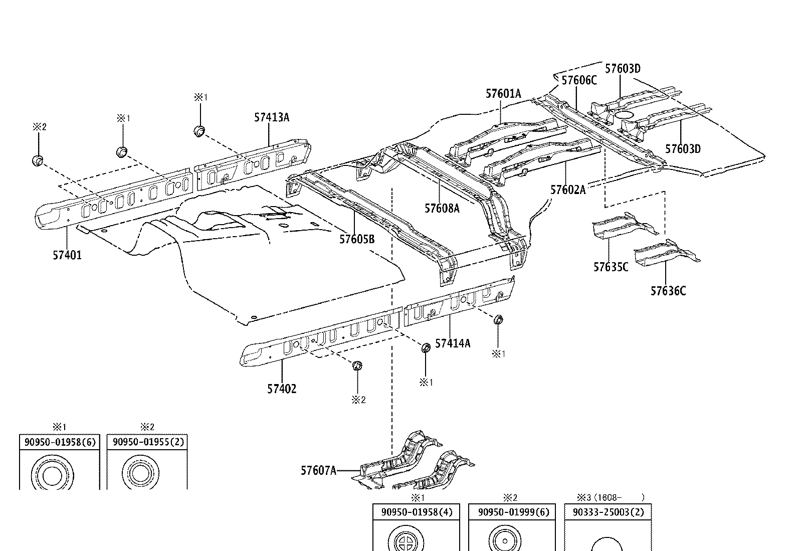 57608-60071 MEMBER SUB-ASSY, REAR FLOOR CROSS, NO.4 product image