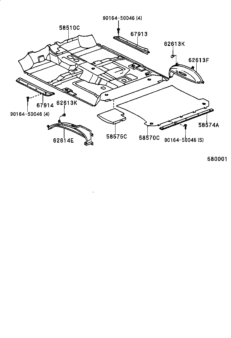 58569-60010 PAD, FRONT FLOOR SIDE, LH product image