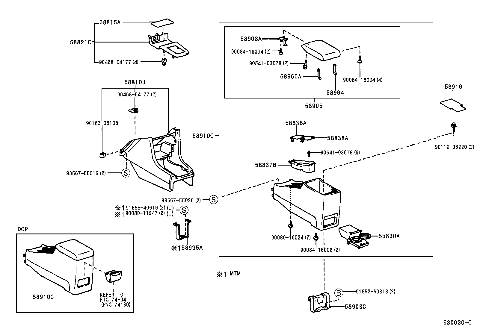 Toyota 55630-AA010-G0 HOLDER, REAR CONSOLE BOX, CUP