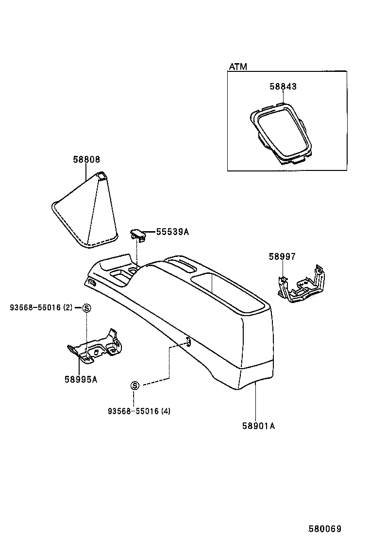 58995-16070 BRACKET, CONSOLE BOX MOUNTING, NO.1 product image
