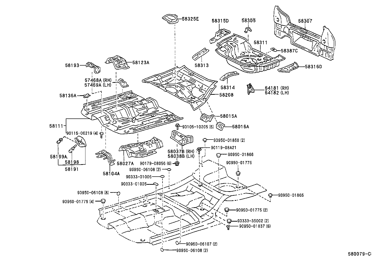 58251-16020 BRACE, FLOOR PANEL, FRONT RH product image