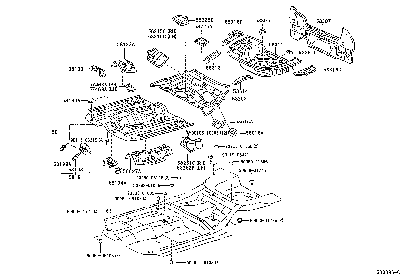 58251-16020 BRACE, FLOOR PANEL, FRONT RH product image