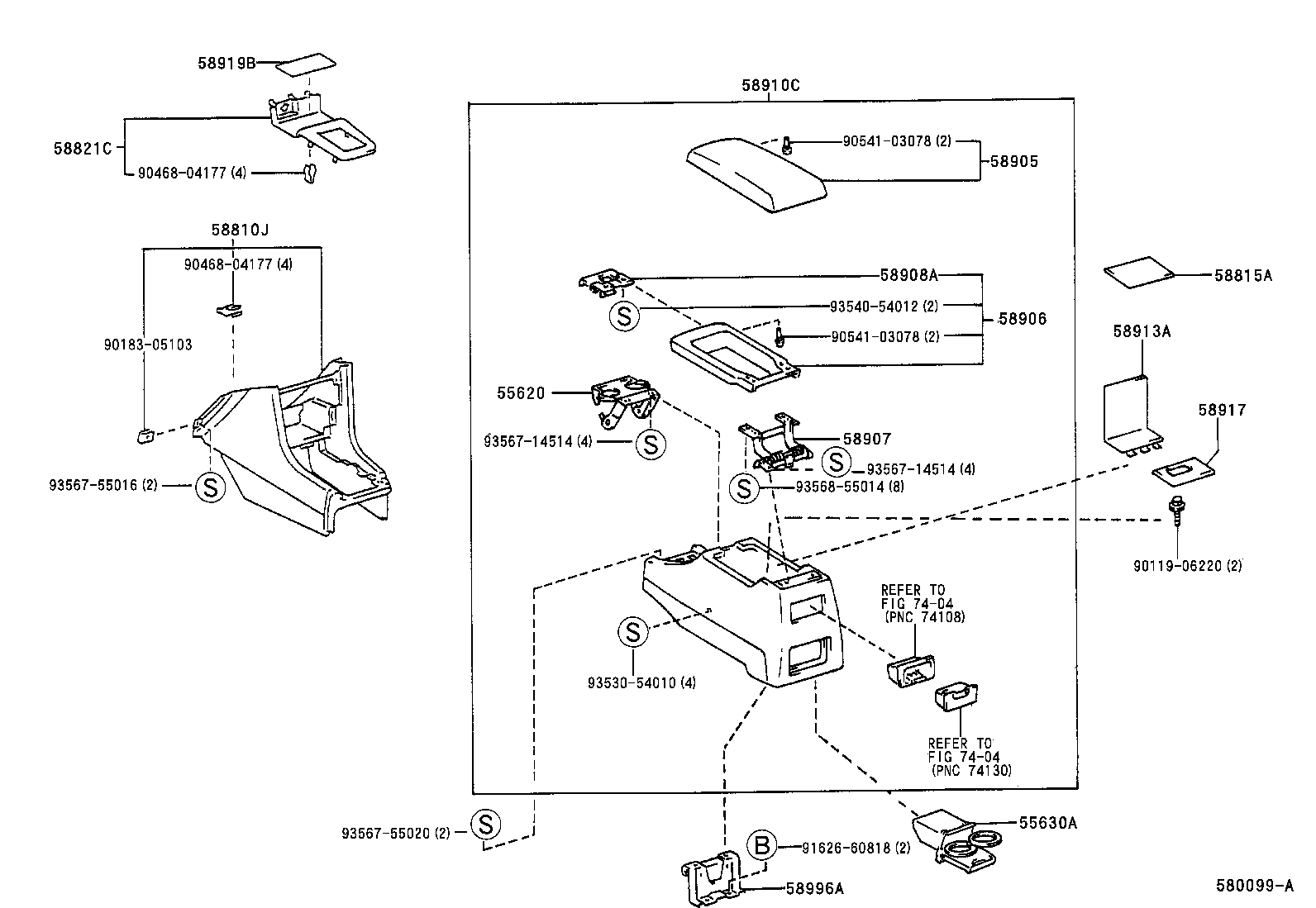 58907-33060 HINGE SUB-ASSY, CONSOLE COMPARTMENT DOOR product image