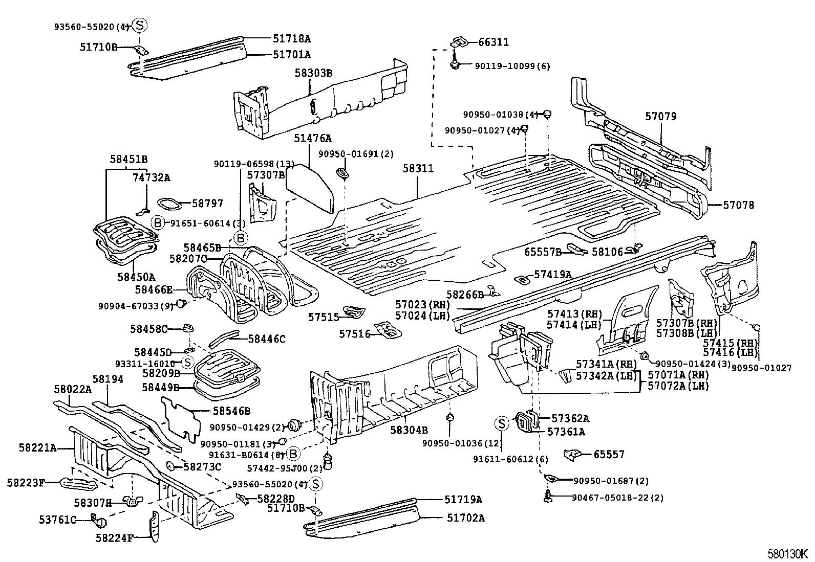 57024-26120 MEMBER SUB-ASSY, REAR SIDE, LH product image