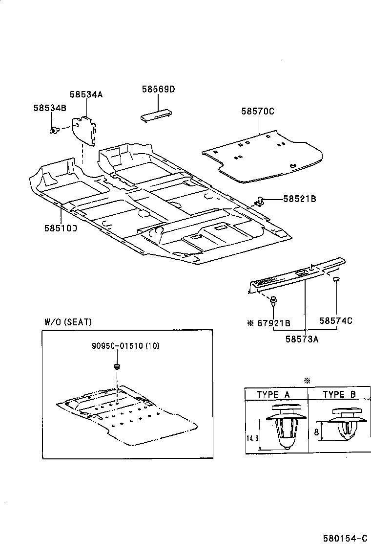 58521-44010 HOOK, FLOOR CARPET product image