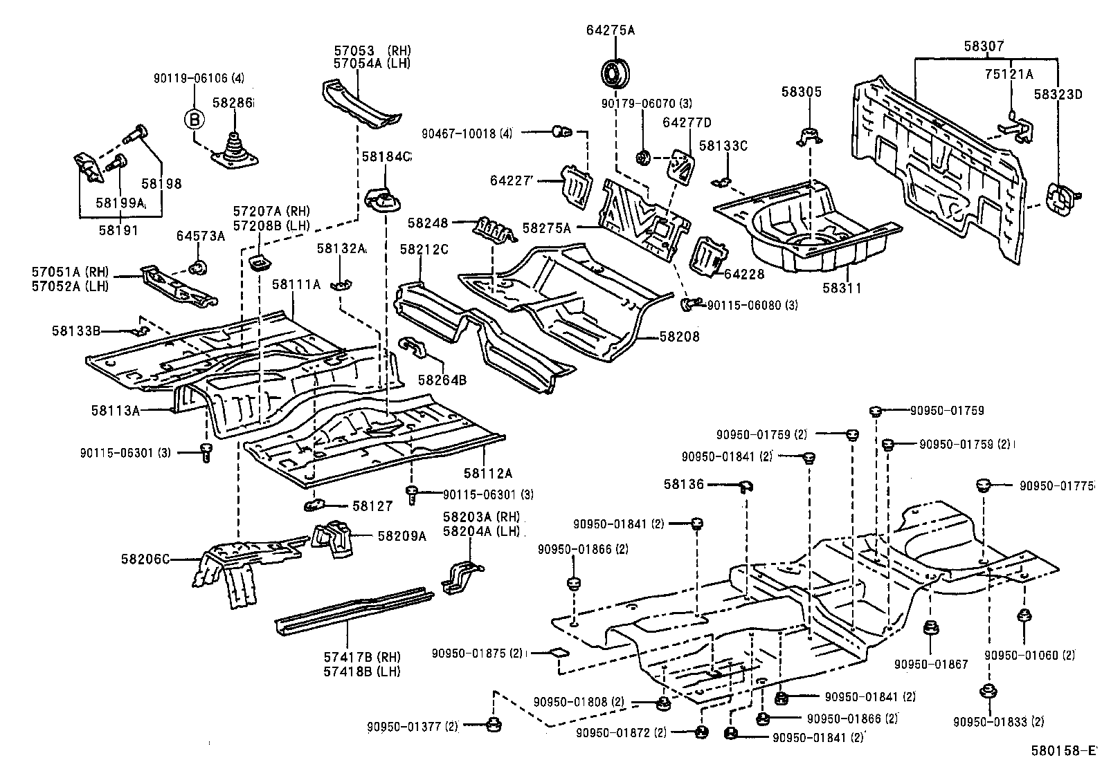 57053-22040 REINFORCEMENT SUB-ASSY, FRONT FLOOR CROSS MEMBER, RH product image