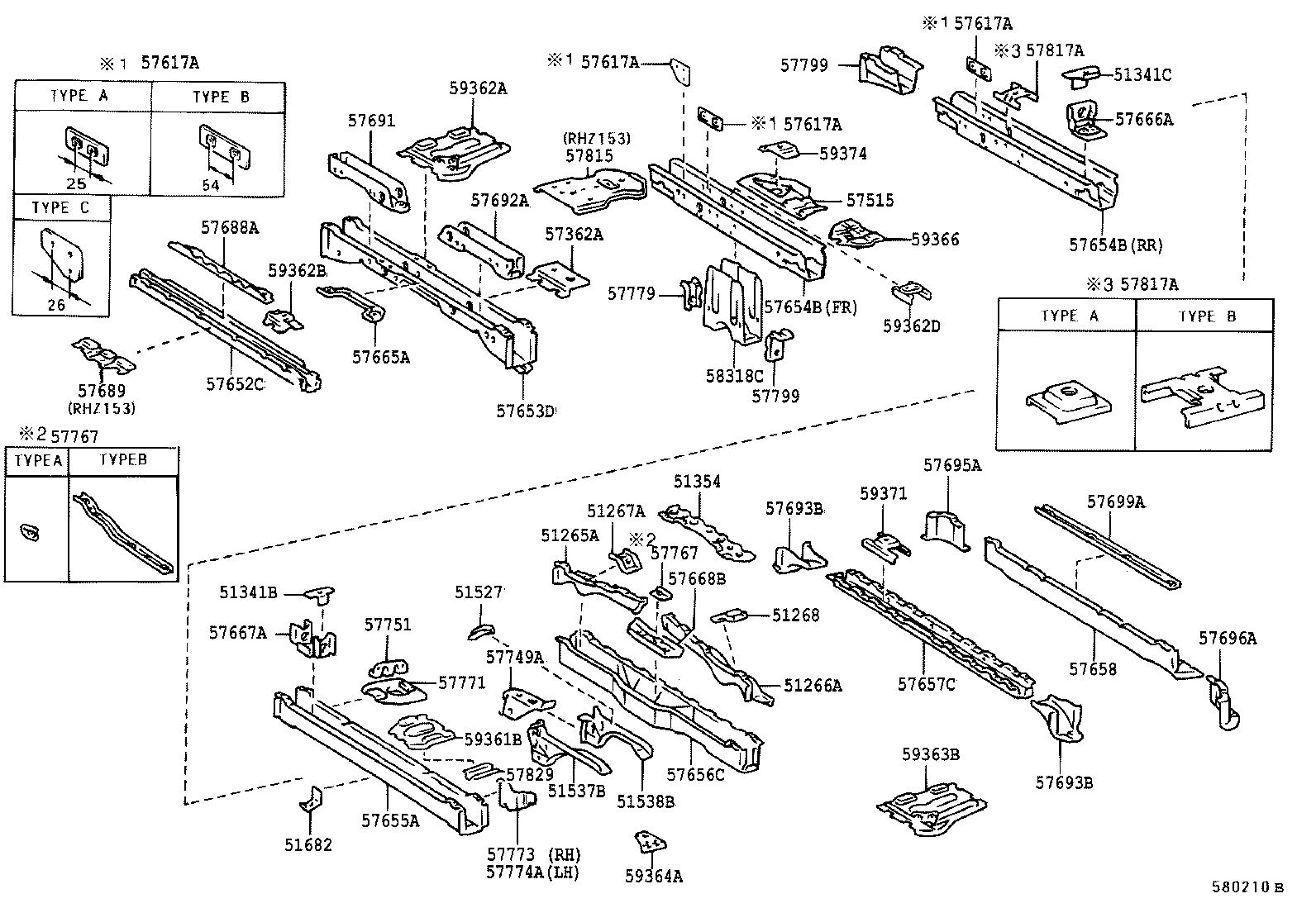 57024-26120 MEMBER SUB-ASSY, REAR SIDE, LH product image