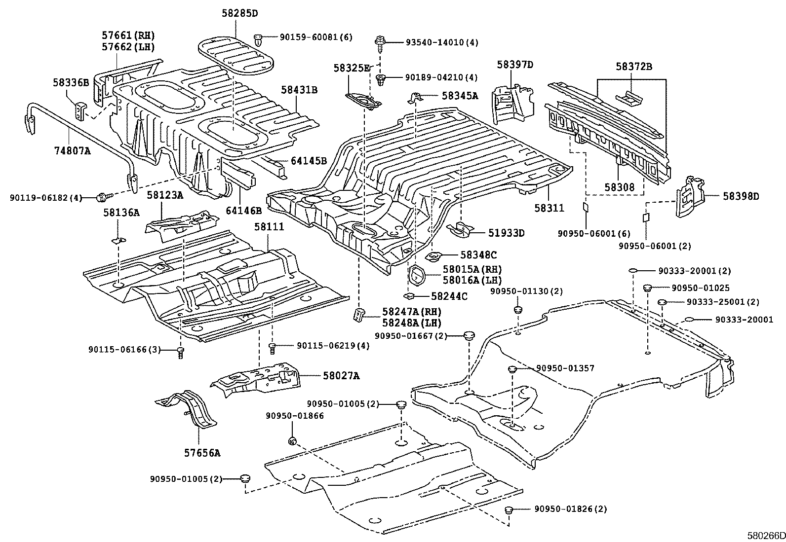 58346-13030 BRACKET, REAR FLOOR HEAT INSULATOR, NO.2 product image