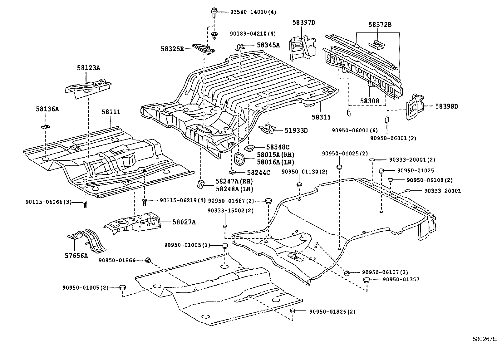 58346-13030 BRACKET, REAR FLOOR HEAT INSULATOR, NO.2 product image