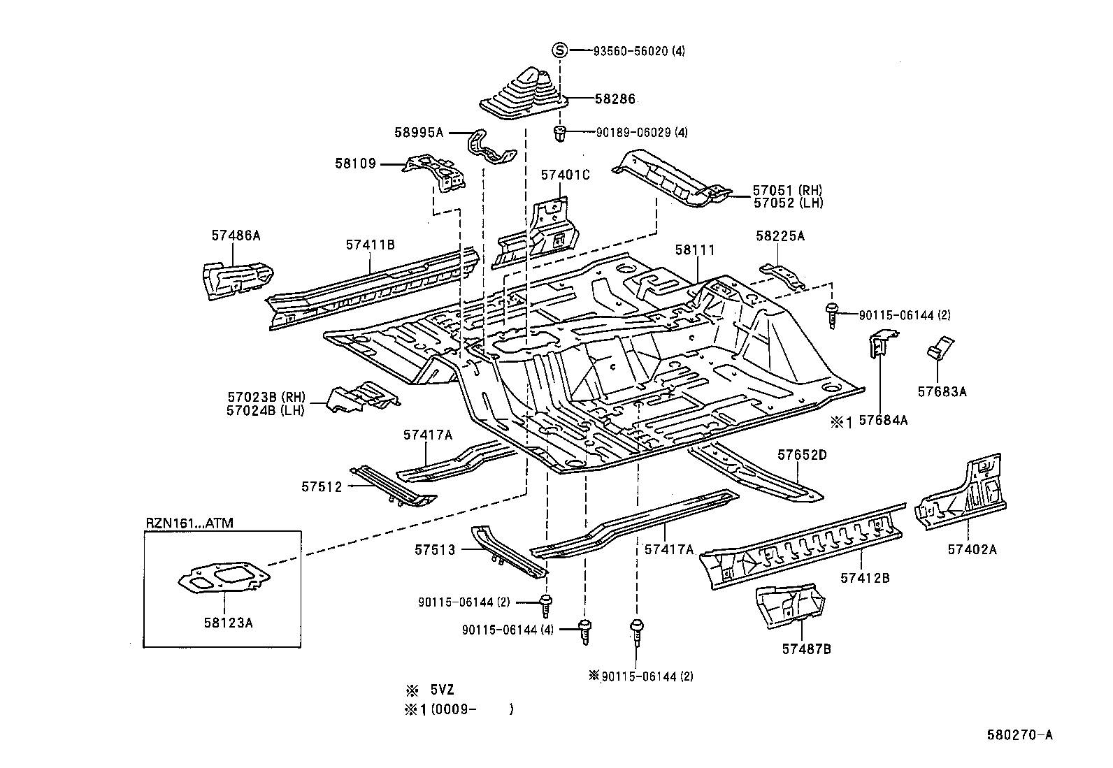 Toyota 57051-04080 MEMBER SUB-ASSY, FRONT FLOOR CROSS, RH