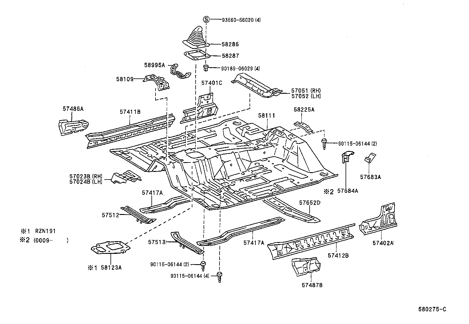 Toyota 57051-04090 MEMBER SUB-ASSY, FRONT FLOOR CROSS, RH