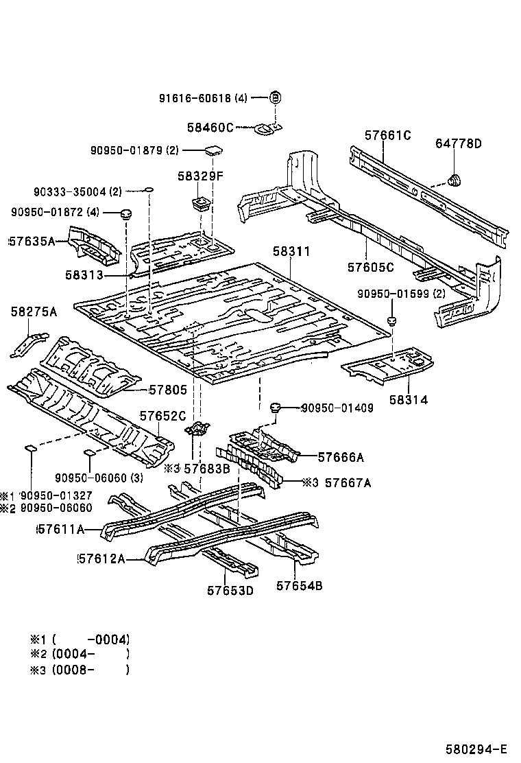 Toyota 57605-35060 MEMBER SUB-ASSY, REAR FLOOR CROSS