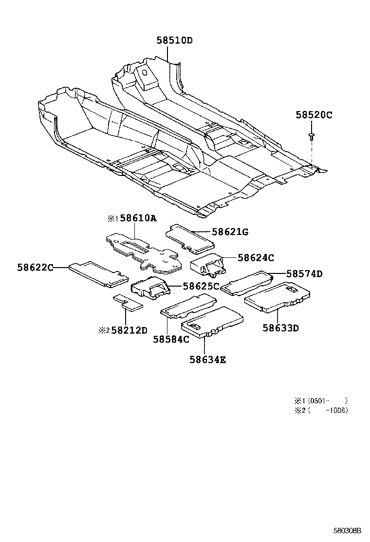 58625-40020 PAD, CENTER FLOOR SILENCER, LH product image