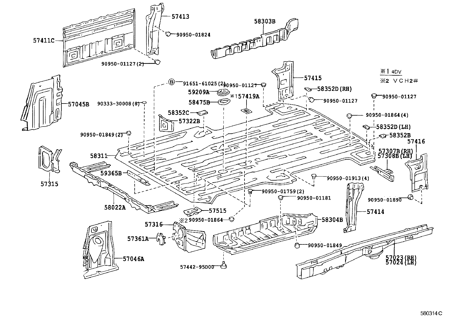 57068-26080 MEMBER SUB-ASSY, REAR FLOOR REAR CROSS, INNER product image