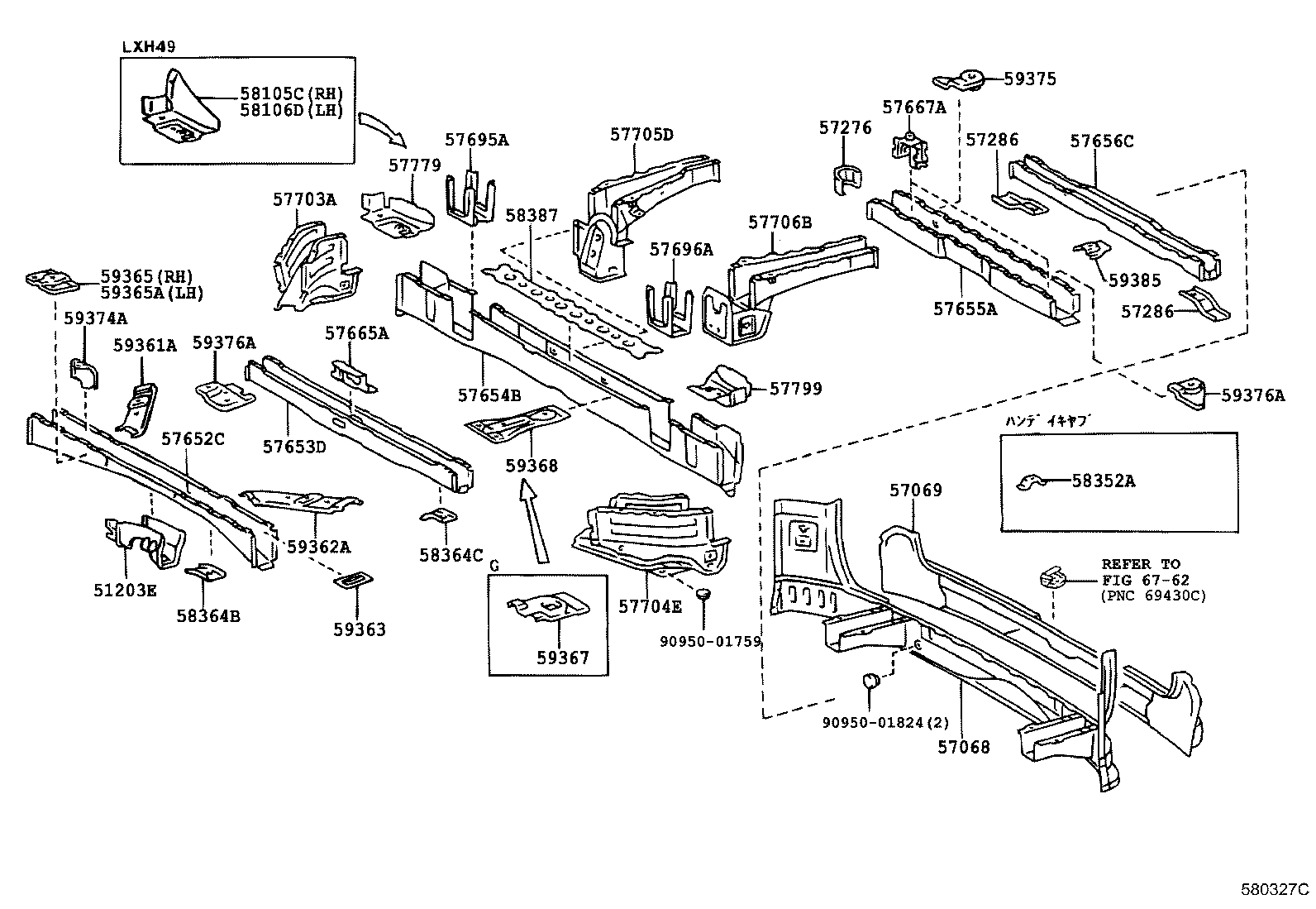 57068-26110 MEMBER SUB-ASSY, REAR FLOOR REAR CROSS, INNER product image