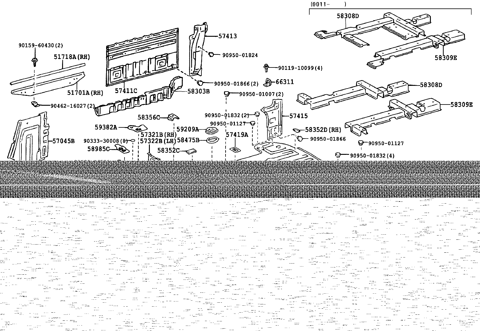 57068-26110 MEMBER SUB-ASSY, REAR FLOOR REAR CROSS, INNER product image