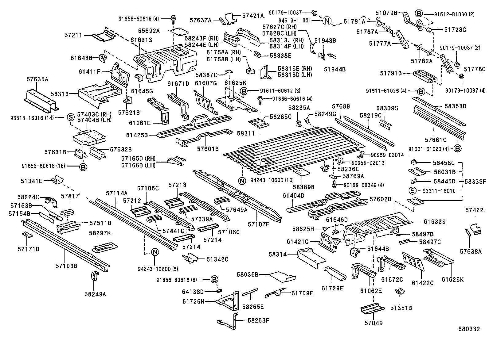 58219-65020 PLATE, CENTER FLOOR REAR END product image