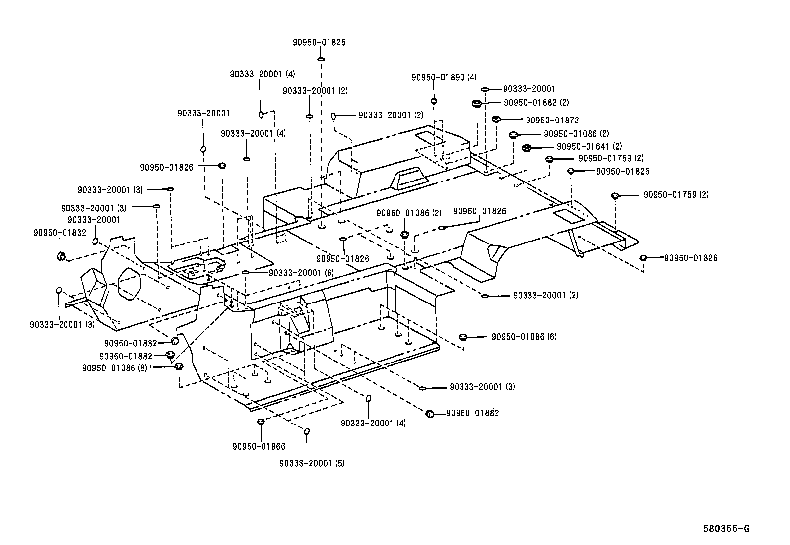 57048-65010 RAIL SUB-ASSY, FLOOR SIDE, REAR LH product image