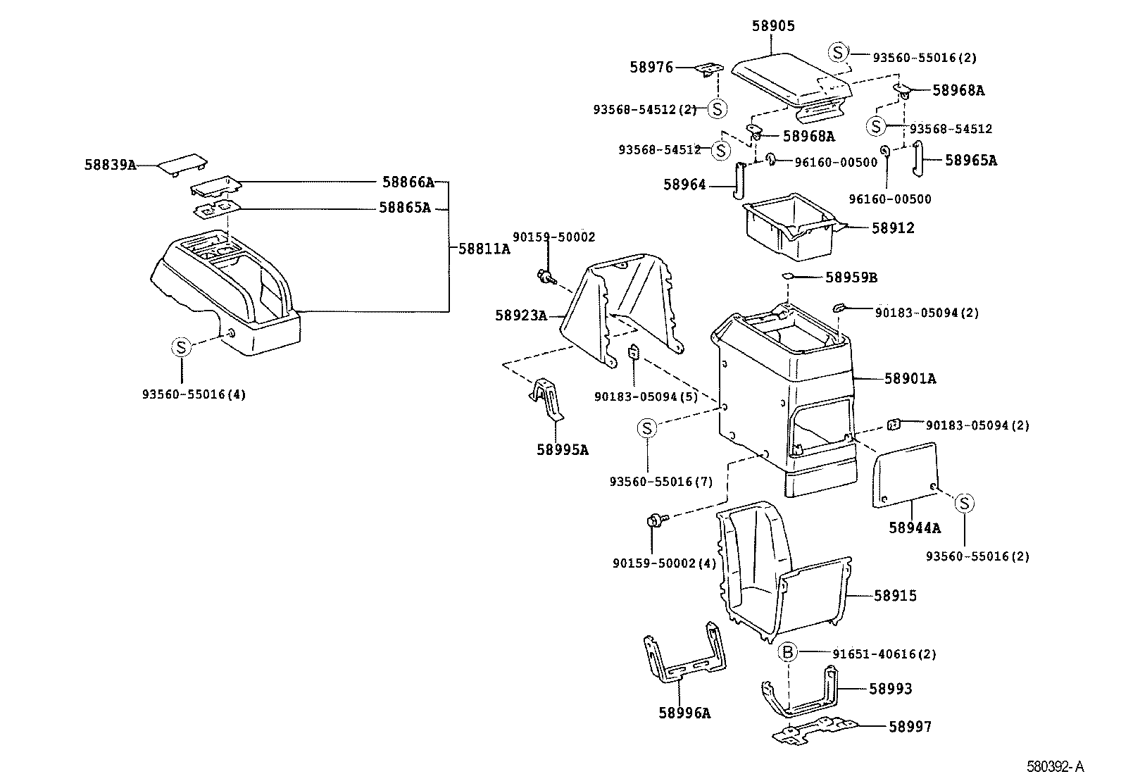 Toyota 58815-60090 CARPET, CONSOLE BOX