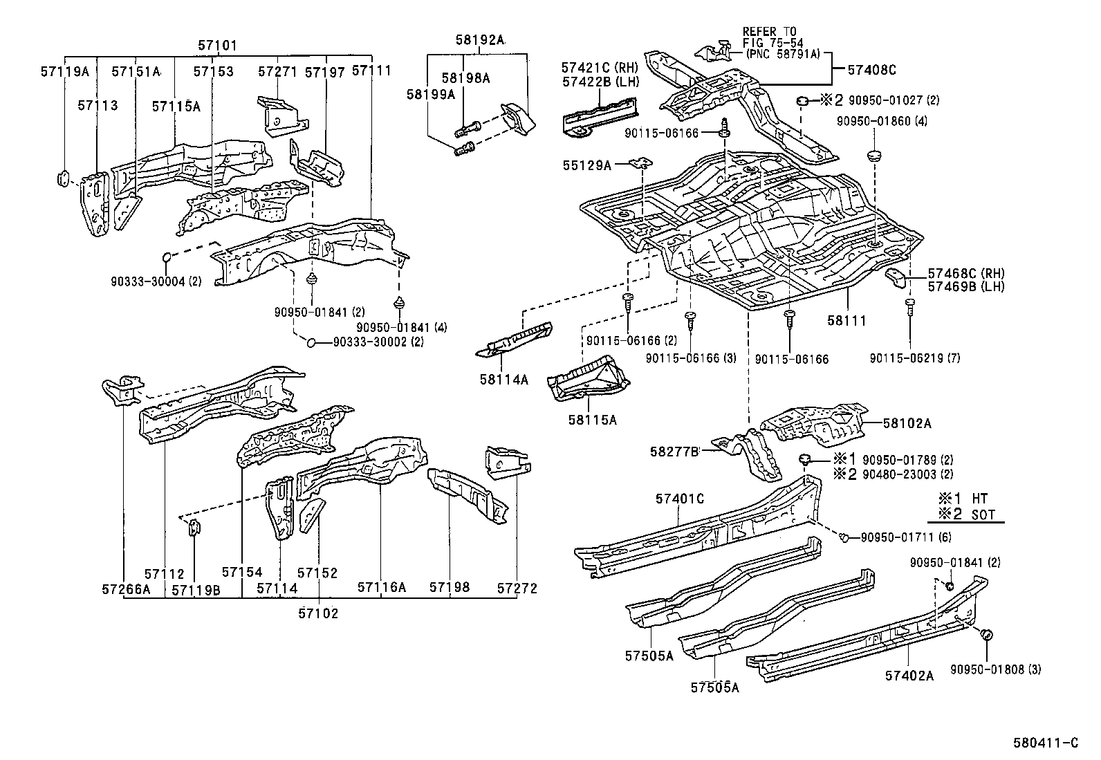 Toyota 57198-42010 BOX, TORQUE, FRONT LH