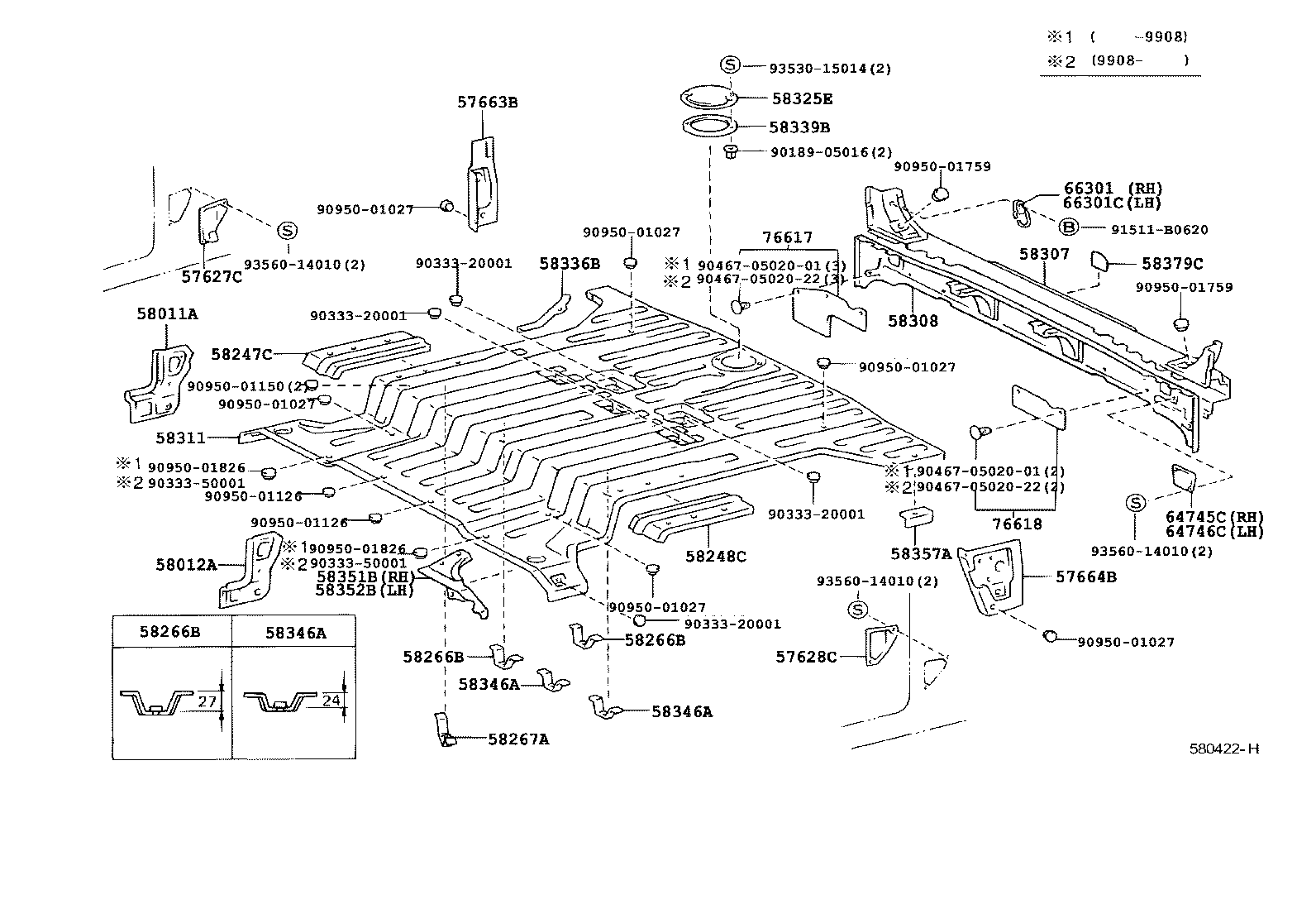 58334-60020 PLATE, REAR FLOOR CROSSMEMBER, CENTER RH product image