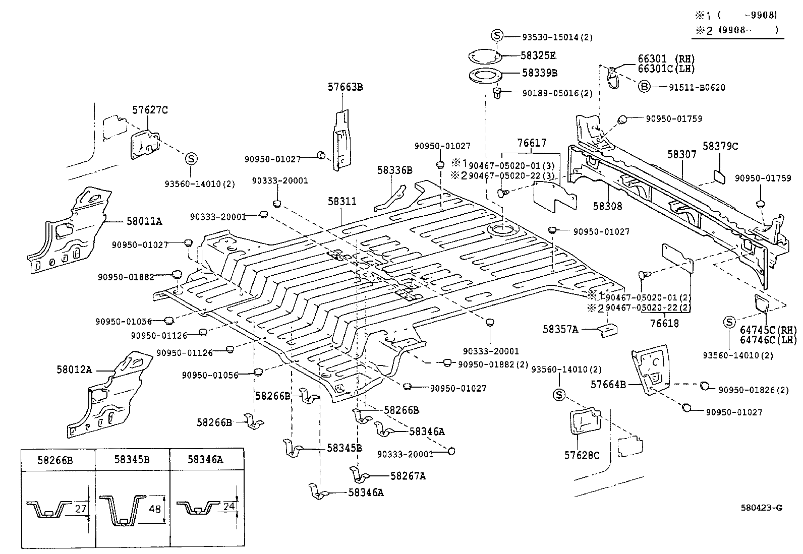 58334-60020 PLATE, REAR FLOOR CROSSMEMBER, CENTER RH product image