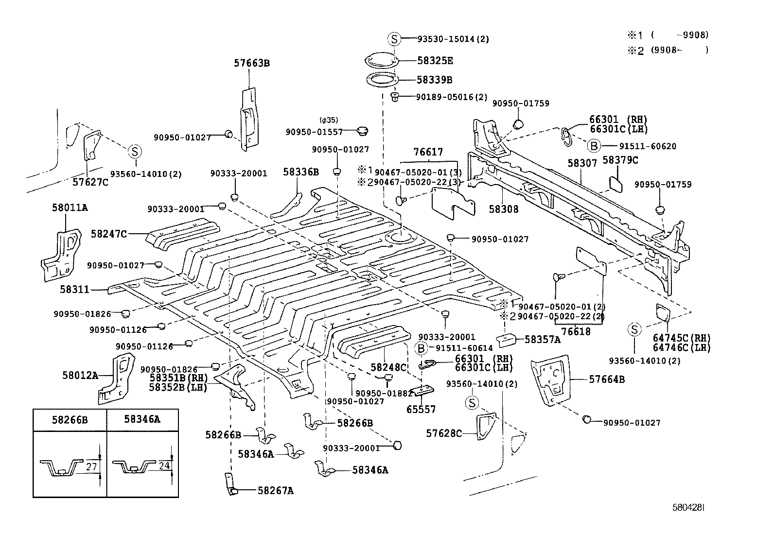 57627-60040 COVER, REAR FLOOR SIDE MEMBER, RH product image