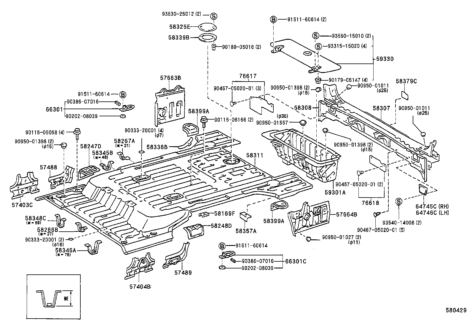 57627-60040 COVER, REAR FLOOR SIDE MEMBER, RH product image