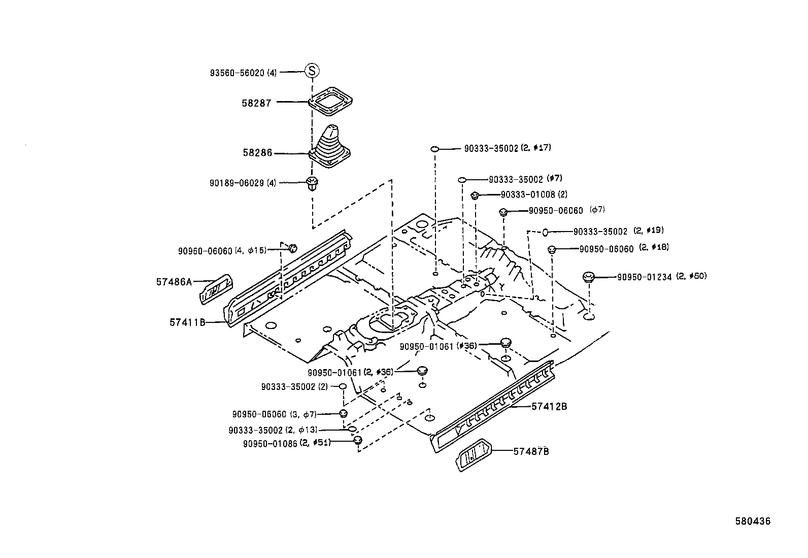 57412-04010 MEMBER, FLOOR SIDE, INNER LH product image
