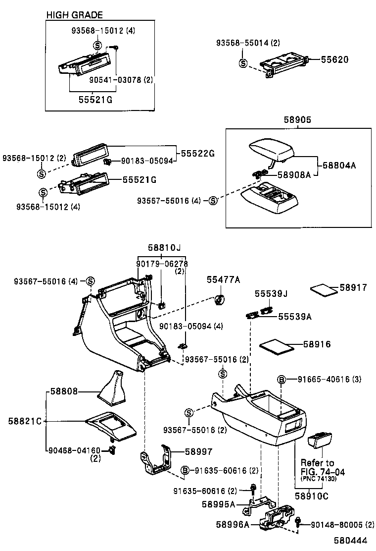 58910-32070-B0 BOX ASSY, CONSOLE, REAR product image