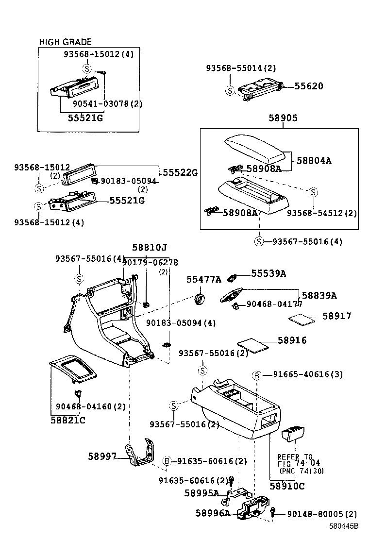 58910-32070-B0 BOX ASSY, CONSOLE, REAR product image