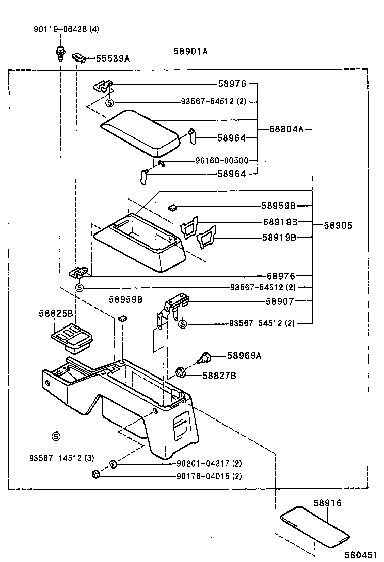 58802-35100-B0 BOX, CONSOLE, FRONT product image