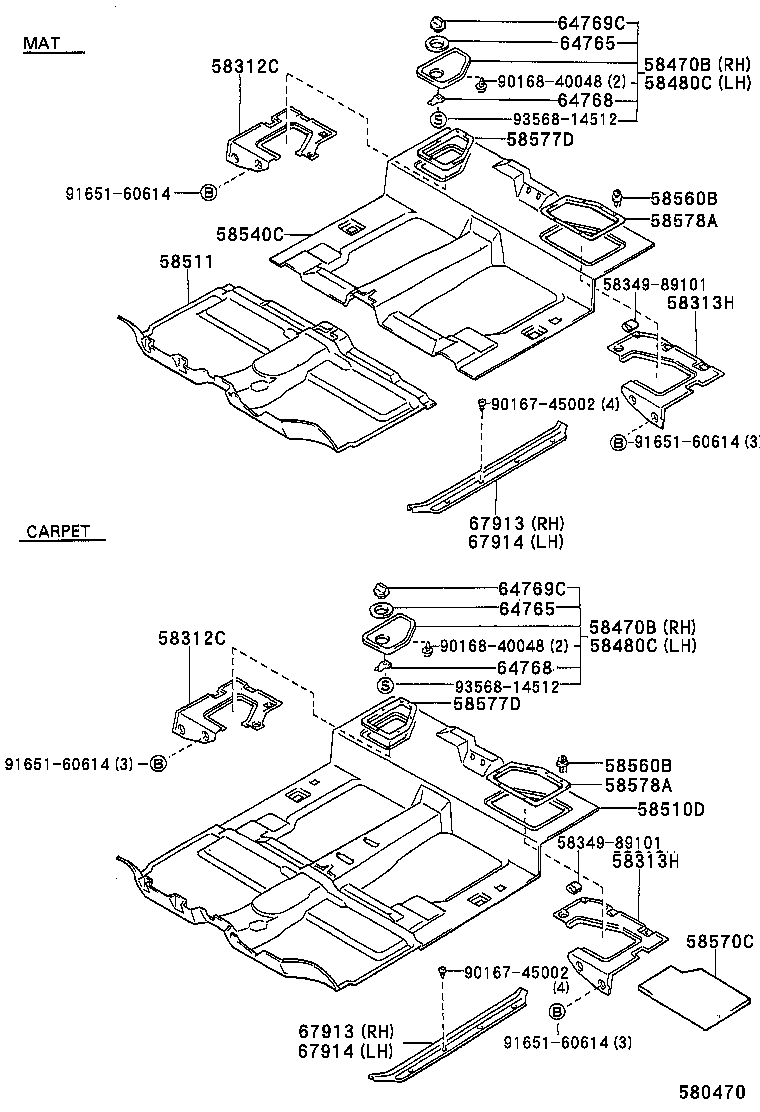 58510-35360-B0 CARPET ASSY, FLOOR, FRONT product image