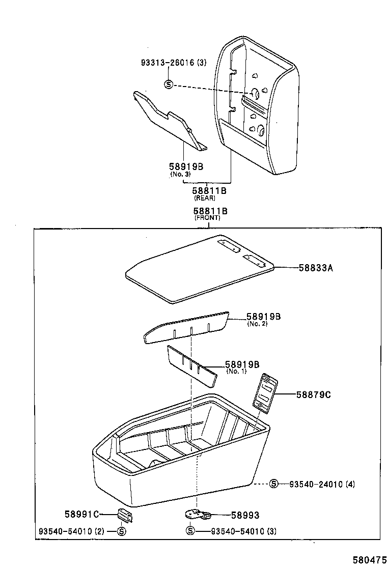 58910-37040-B0 BOX ASSY, CONSOLE, REAR product image