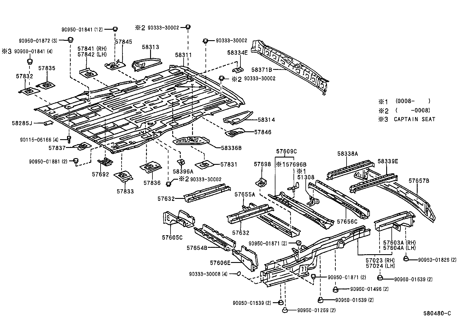 Toyota 57835-08010 REINFORCEMENT, REAR NO.1 SEAT LEG, REAR NO.1