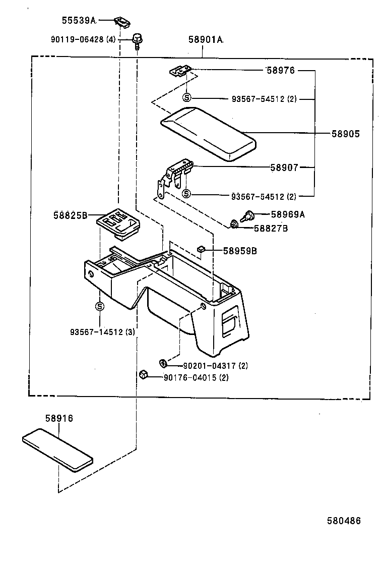 58905-35030-D0 DOOR SUB-ASSY, CONSOLE COMPARTMENT product image