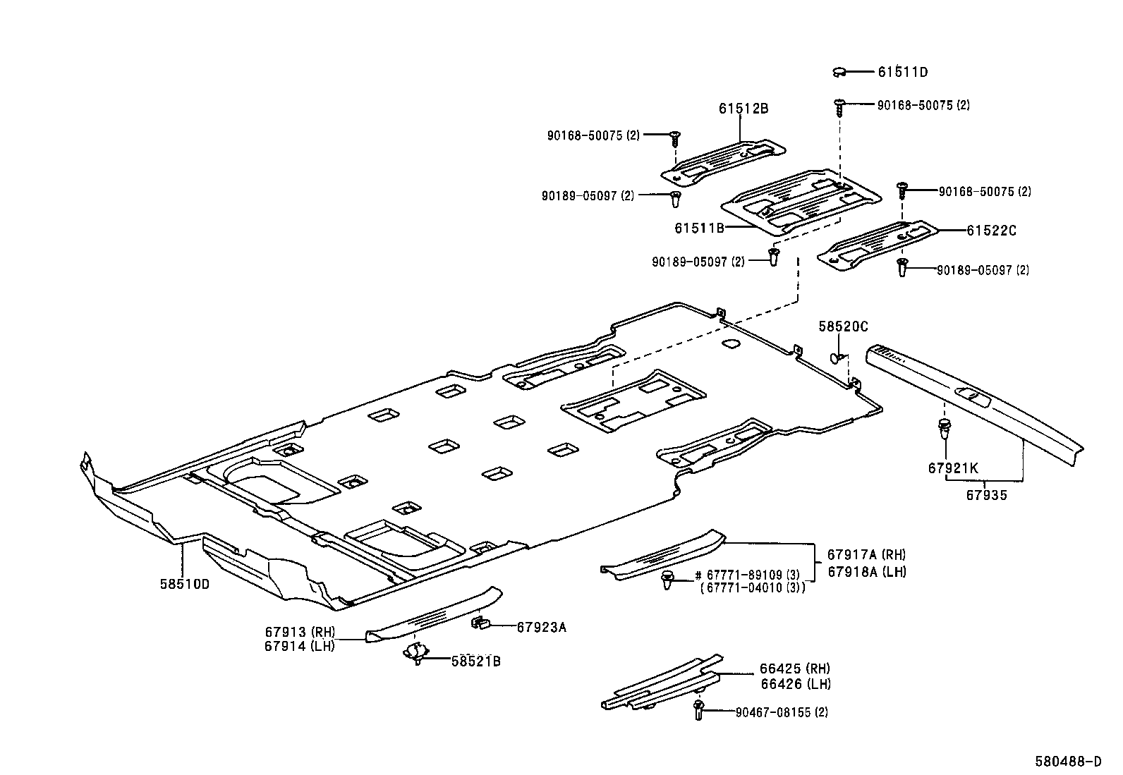Toyota 90467-11111 RETAINER, FRONT DOOR SCUFF PLATE