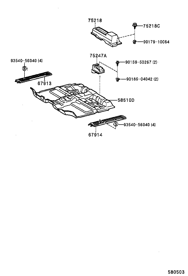 58578-34010 PLATE, REAR FLOOR MAT SUPPORT SIDE, LH product image