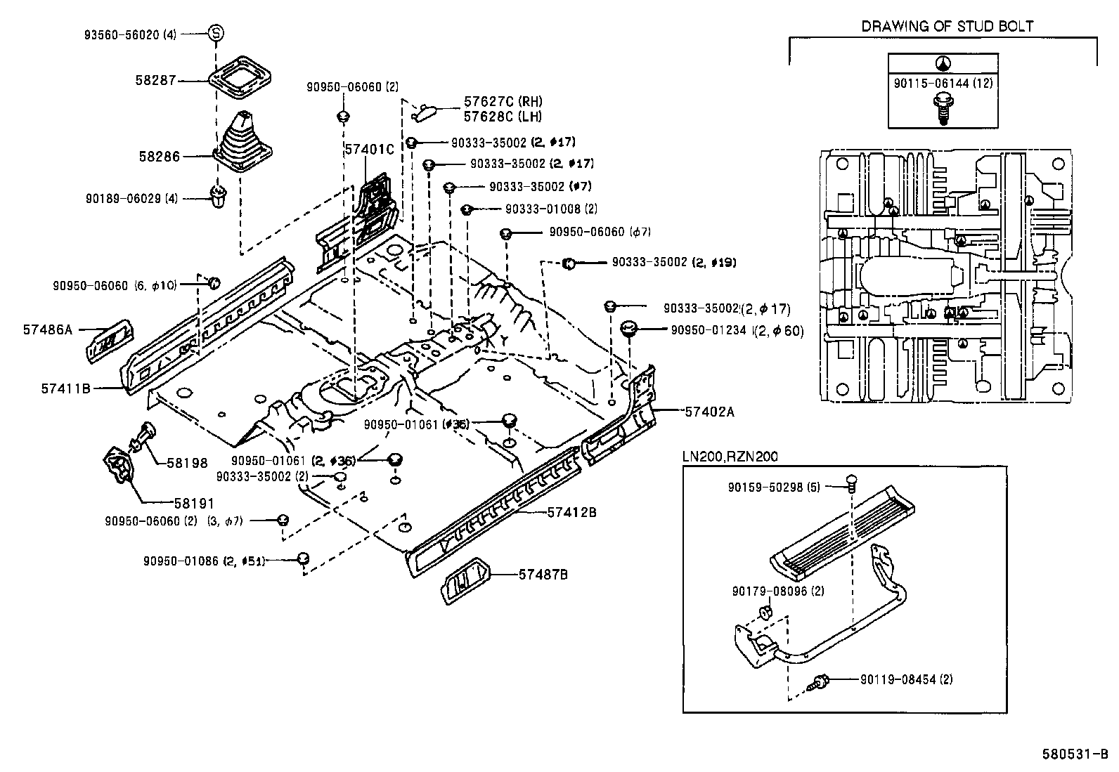 Toyota 57026-89103 BRACKET SUB-ASSY, BODY MOUNTING, NO.3 LH