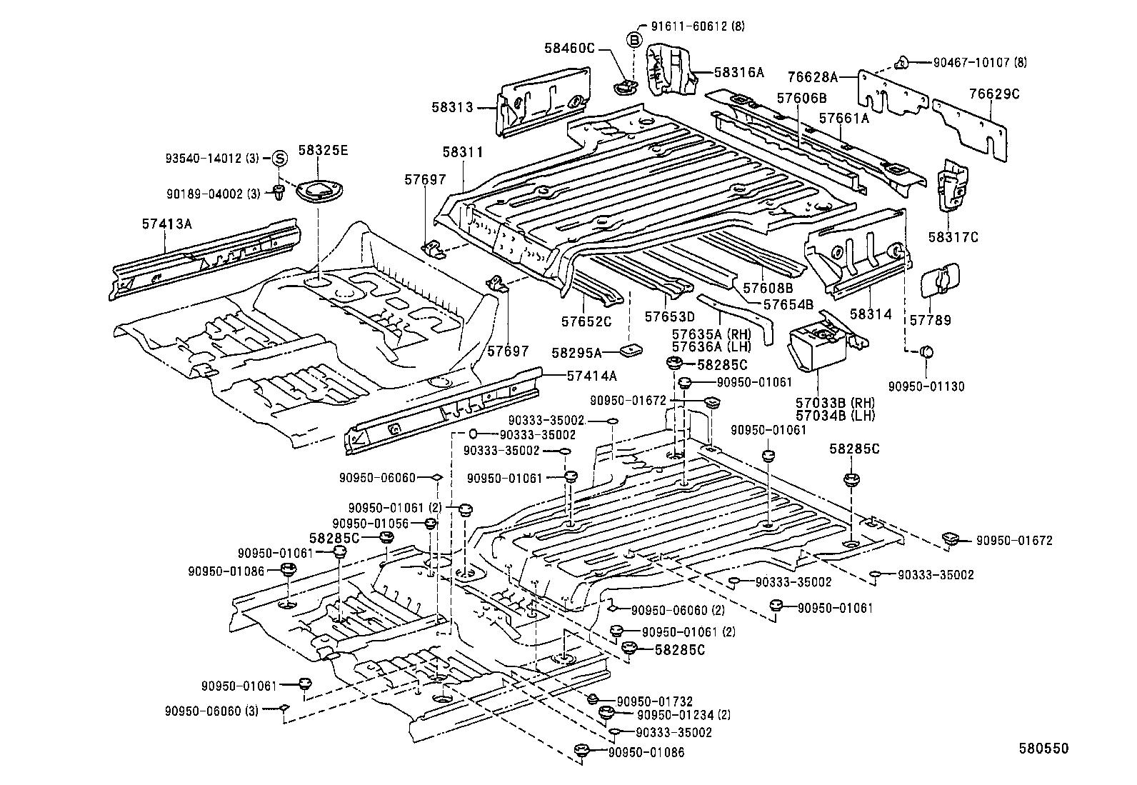 57602-89103 MEMBER SUB-ASSY, REAR FLOOR SIDE, LH product image