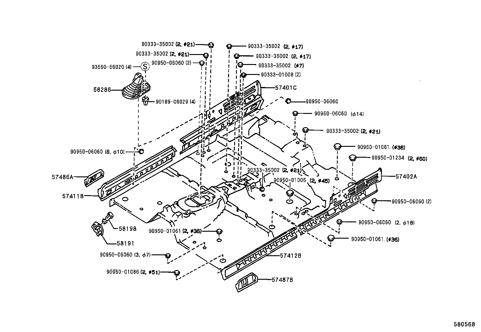 57627-89101 COVER, REAR FLOOR SIDE MEMBER, RH product image